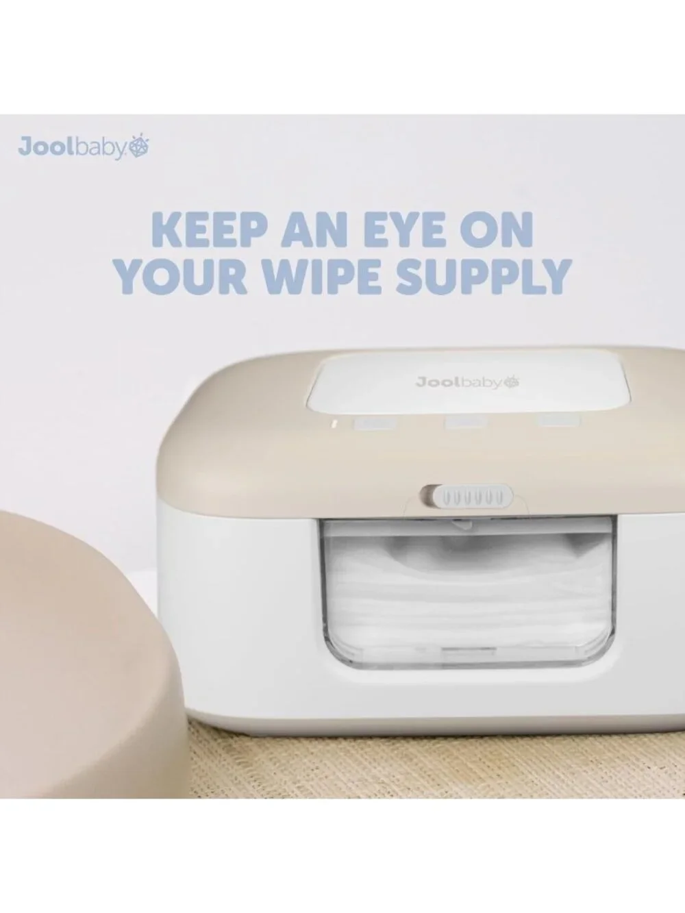 Baby Wipe Warmer & Dispenser with LED Light, On/Off Switch - Oatmeal Color